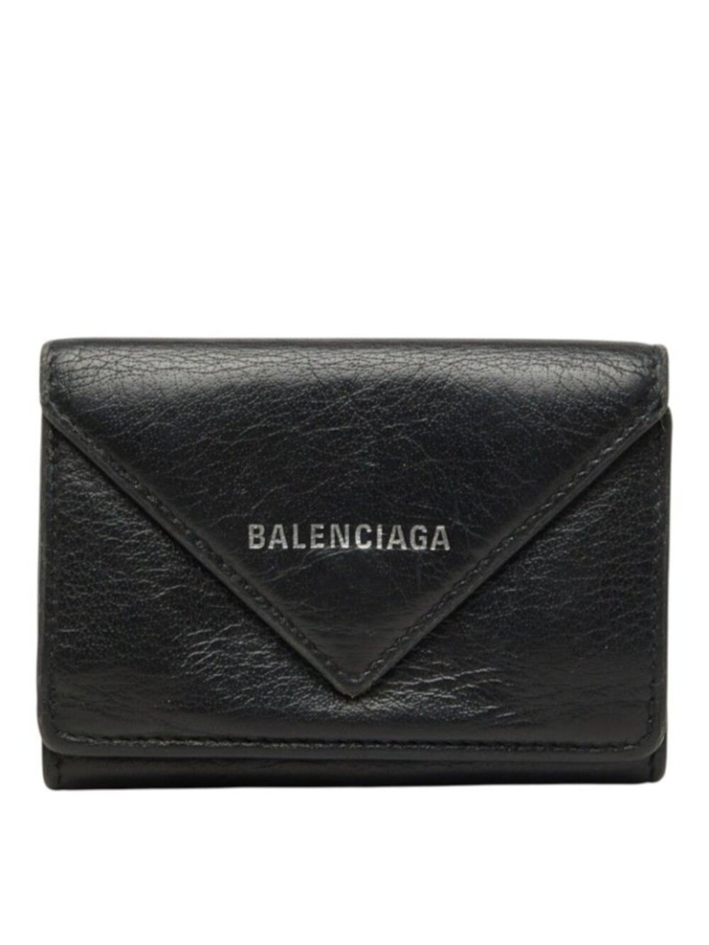 Balenciaga Paper Mini Wallet Trifold Compact Silver Black Red Leather